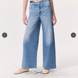 CHARLIE BELLUCCI Women's Stretch Blue Wide-Leg Jeans